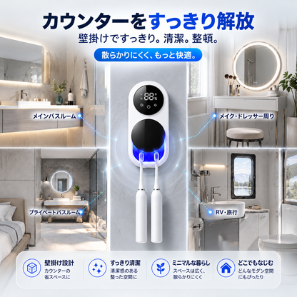 BILLHOL® 🔥ウェーブセンス UV除菌×自動乾燥 歯ブラシホルダー｜触れずに開閉・2本同時収納