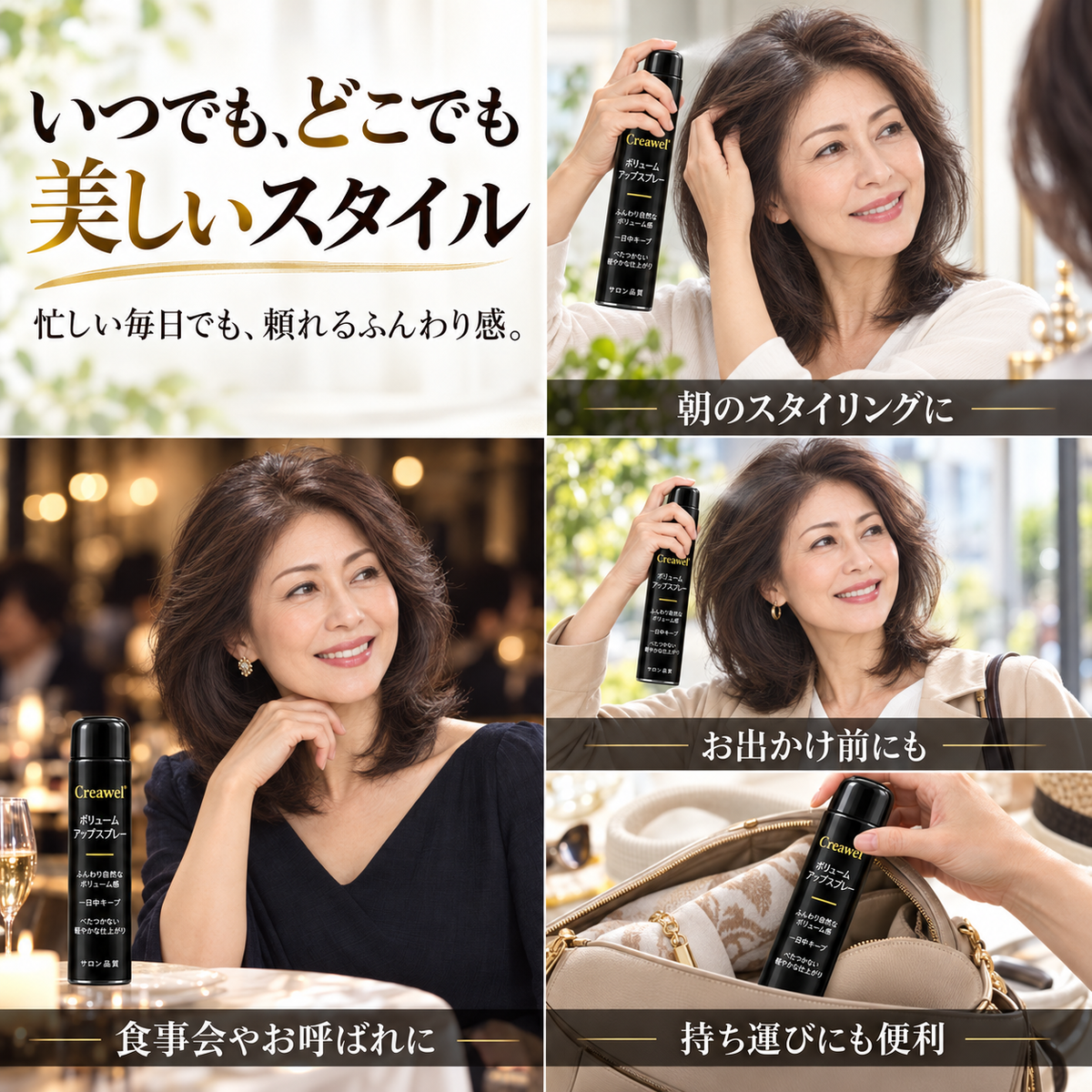 🔥 期間限定70%OFF！Creawel® ✨ピーチ香る根元ふんわりボリュームスプレー｜瞬時に立ち上げ・自然なボリューム・一日中しなやかキープ