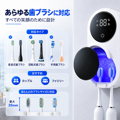 BILLHOL® 🔥ウェーブセンス UV除菌×自動乾燥 歯ブラシホルダー｜触れずに開閉・2本同時収納