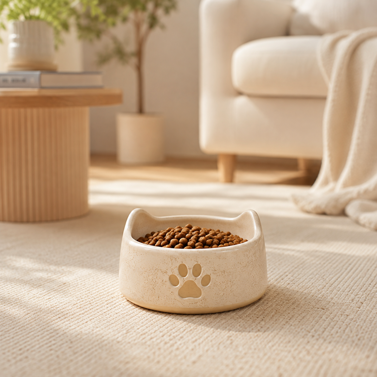 Cat‑Ear Shaped Ceramic Cat Bowl