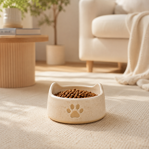 Cat‑Ear Shaped Ceramic Cat Bowl